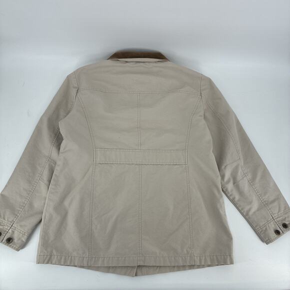 LL Bean Adirondack Barn Chore Coat Women Large Beige Flannel Lined Corduroy - Picture 7 of 14